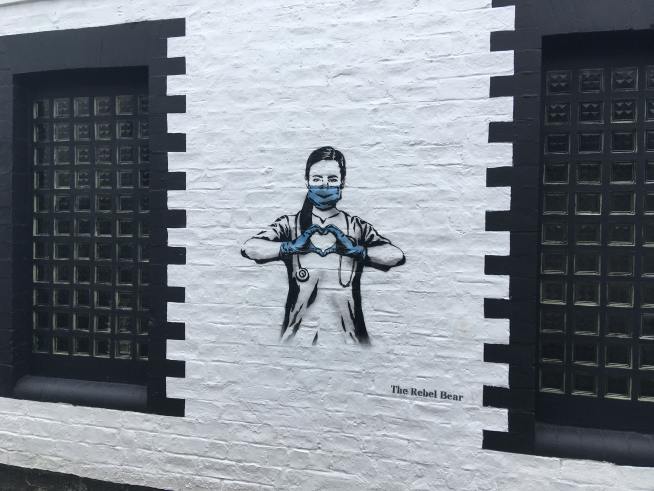 wall painting medical worker