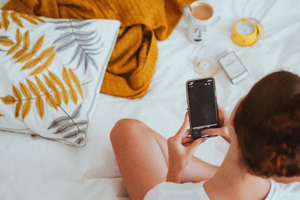woman looking at phone